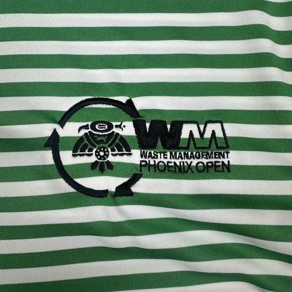 Nike Golf Polo Men Large Green White Striped Waste Management Phoenix Open TPC